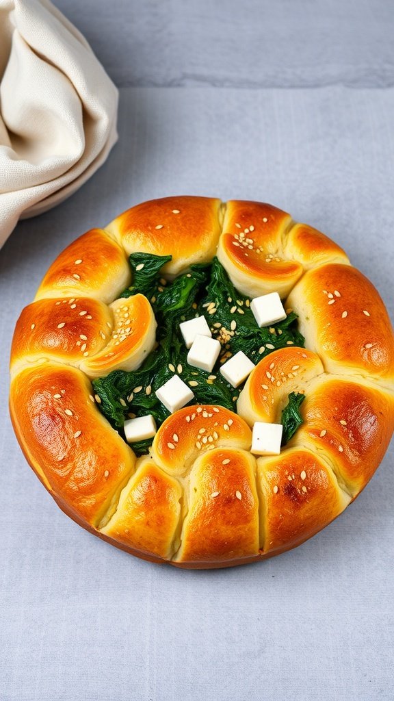 A delicious Spinach and Feta Stuffed Brioche Bake.
